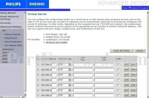 Philips SNB5600 port forward